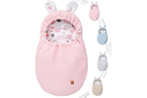 Mikos Coperta per ovetto, 100% cotone GOTS Zert. Primavera, coperta a maglia, sacco nanna con cerniera, universale, per passeggini, primavera, Maxi Cosi a 3 punti (50) (rosa)