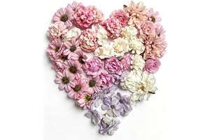 PacuM Mini Konstgjorda Blommor - 40 Stycken Blomhuvuden i Siden för Pyssel och Gör-Det-Själv Dekorationer