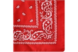 KEQAR 1 Pcs Bandana 100% Baumwolle Unisex für Damen Herren Kinder Einfarbig und/oder Paisley Muster (Red)