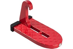 CATPAW Car Doorstep Foot Pegs Folding Ladder U Shaped Hook Pedal Easy Access to Rooftop with Safety Hammer Function Car Accessories for SUV, RV,Off-Road Vehicle (Red-A)