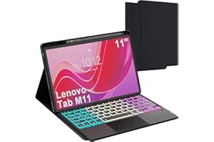 ‎ROOFEI für Lenovo Tab M11 2024 11 Zoll Hülle mit Tastatur: 7-Farbige Beleuchtung QWERTZ Deutsches Tastatur mit Trackpad - Abnehmbar Tastaturen Schutzhülle mit Pen Halter für Lenovo Tablet M11 (TB330/TB331)