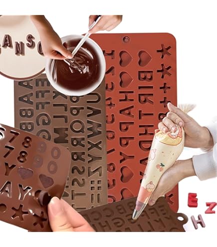 2 Stampi Silicone Lettere E Numeri - Per Cioccolatini, Biscotti, Sapone Fai Da Te | Antiaderente E Lavabile - Foto 3