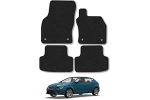 CAR MAT CO Seat Leon (2013-2020) Car Mats Accessories Tailored Fit Carpet Floor Mats Non Slip Black Trim Full Coverage Compatible Accessory Front Rear Set Anti Slip Granulated Backing Hand-Finished Clips