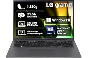 2024 LG gram notebook 17" – 1350 g Intel Core Ultra7 laptop (32 GB RAM, 2 TB Dual SSD, czas pracy baterii 21,5 h, wyświetlacz IPS Anti-Glare, Win 11 Home) – szary