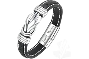 AITSITE To My Son/Grandson/Husband Leather Bracelet, Magnetic Personalized Leather Bracelet for Birthday Anniversary Christmas, Gifts for Men Teenage Boys with Box/Card