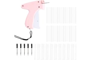 Marjoramy Etikettierpistole Tacker Bekleidungsetikettierer – mit 5 Ersatznadeln + 1100 Stiche – Fixiergerät für Kleidung, Quilt-Tackerpistole, zum Anbringen von Preisschildern, Etiketten (Rosa)