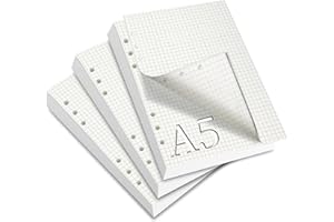 SWTYExt 3 Packungen A5 Nachfüllpapier Kariert, Nachfüllbar Notizpapier 180 Blätter 6 Löcher Papier Nachfüllbare Refill Ringbucheinlagen für Notizbuch Skizze Tagbuch Malerei