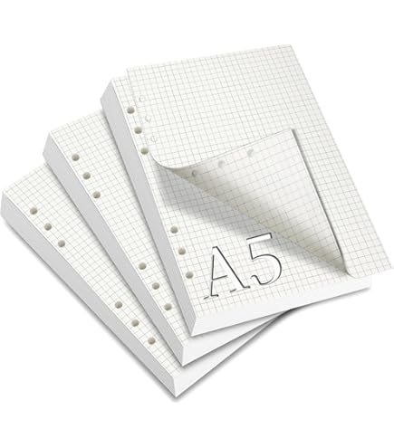 Classeur A5 135 Feuilles Rechargeables A5 à 6 Trous - Papier Ligné Pour Carnets, Agendas Ou Croquis Papier Recharge A5