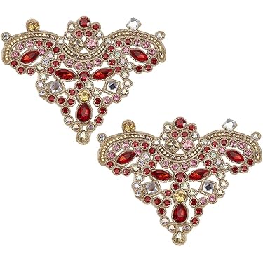 3 Rote Herz-Aufnäher Mit Krone & Strass – Handbestickt, Für Kleidung & DIY (ca. 12-14 Cm)