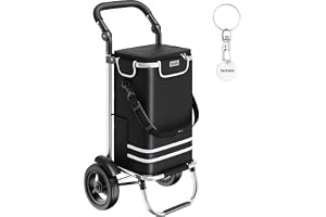 tectake® Shoppingvagn 3-i-1 shopper, hopfällbar dramaten med aluminiumram, rymmer 56 L, kylfack & stor förvaring, justerbart