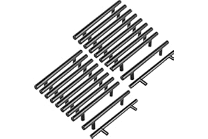 MARGUERASW 20pcs Poignee Meuble noir Poignée de Meuble Cuisine noir T Poignées Placard Tiroir Noir Entraxe 128 mm