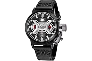 MEGALITH Orologio Uomo Cronografo Impermeabile Analogico Orologio da Uomo Quarzo Sportivo Cinturino Pelle Luminoso