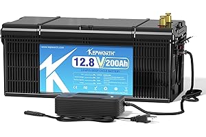 KEPWORTH 12.8V 200Ah LiFePO4 Battery with 200A BMS, Rechargeable Lithium Batteries, UP to 4000+ Deep Cycles, Grade A Lithium Iron Phosphate Battery Cells, for Trolling Motor, Boat, Rv, Solar