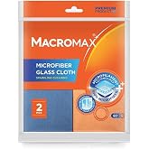 Macro Max Microfiber Glass Cloth Set of 2, Stain and Trace-Free Mirror Cloth with Microfilament Technology