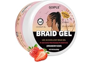 WOZUTUNT Braid Gel Haute Brillance Cheveux Bouclés, Locs, Twist, Tresses, Edge Control - Tenue Forte, Non Grasse, Dompte les Frisottis, Facile à Utiliser Gel Cheveux Afro Braiding (8.8 OZ Saveur fraise)
