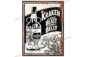 P&P HOMEWARE Kraken Rum - Targa da bar in metallo, accessorio per casa, pub o giardino, bar, idea regalo, 27 x 18 cm