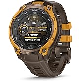 Garmin Instinct Crossover AMOLED, Analog Saat Eller ve Parlak AMOLED Ekranlı Sağlam Hibrit GPS Akıllı Saat, Kakao Silikon Ban