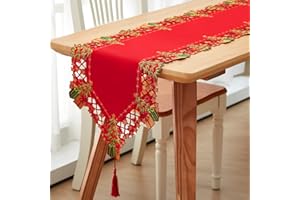 Namalu Christmas Embroidered Table Runner 15 x 70 Inch Christmas Table Linens Cover for Xmas Holiday Dining Decoration Wedding Party Gift Supplies (Xmas Tree)