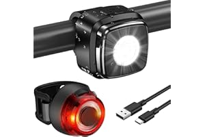 Apkezel LED Fahrradlicht Set, StVZO Zugelassen Fahrradlicht Vorne+Rücklicht Fahrrad Fahrradbeleuchtung Set, 600mAh Fahrradlicht USB Aufladbar, IPX5 Wasserdicht Fahrrad Lichter LED Set