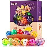 CHIWAVA 48PCS 1.6''-1.8'' Cat Plastic Jingle Balls Cat Toy with bell Kitten Chase Pounce play 8 Types/Assorted Color