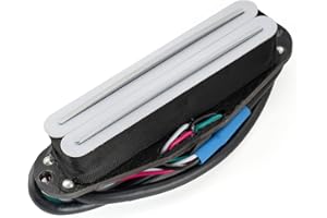 Musiclily Pro ST-DPMA Alnico 5 Rail Blade Pickup Humbucker Formato Single Coil 9,2K per Chitarra Elettrica tipo Strat, Corpo Bianco Rail Cromato