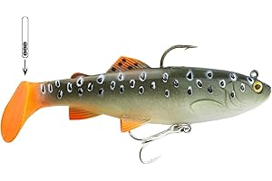 FISHN Esca luccio TROUTY 12 cm, 38 gr, Esca Morbida, Esca Morbida con Gancio a Testa Larga e Gancio a trittico e soundbar/sonaglio Rimovibili - Esca per la Pesca del luccio