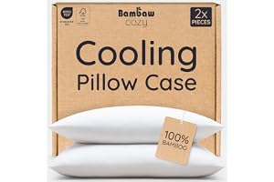 Bambaw Pillow Case, 100% Bamboo Pillowcase, Anti Dust Mite, Pillow Case, Soft and Breathable, 50x70 cm, White, Pack of 2
