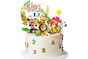 AODIGEGE Tortendeko Tiere 16 Stück Tortendeko Waldtiere Giraffe Löwen Affen Figuren Tortendeko Dschungel Tortendeko 1. Geburtstag Cake Topper für Tortendeko Kinder Geburtstag
