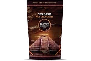 Guppy's Chocolates York | Hot Chocolate Flakes | Luxury 70% Dark Hot Chocolate | Real Grated Drinking Chocolate | (Dark Chocolate)