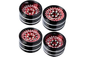 hopsupRC Aluminum Wheel Rim 57inch (40mm) 2.2 Beadlock Wheel Adjustable 4 Offsets Rims Upgrades Part for Axial 1/10 SCX10 AMG 6x6 TRX4 Redcat Gen8 Redcat Everest gen 7 Pro RC Car (4pcs Red With Black)