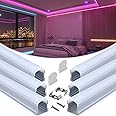Muzata 6-Pack 3.3ft/1Meter 17x20mm U Shape LED Aluminum Channel System with Cover, End Caps and Mounting Clips Aluminum Profile for LED Strip Light Installations, Diffuser U108 1M WW,LN1