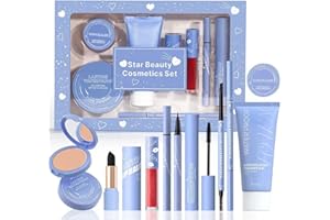 EONFAVE All In One Make Up Set da 8 pezzi Make Up Set Trucco per donne e ragazze, con lucidalabbra, rossetto, correttore, eyeliner e fondotinta, regalo perfetto per il giorno di Natale