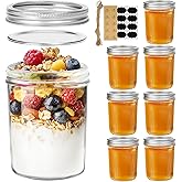 ComSaf Mason Jars 473ml/16oz - 8 Pack, Large Glass Jars with Lids, Overnight Oats Jars, Pickling Jar, Preserving Jar, Canning