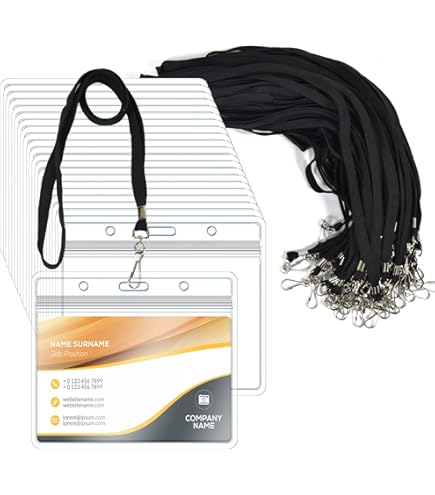 Waterdichte Badge Sleeves 50 Stuks Fushing 50 Porte Badge Tour De Cou,7.6 X 10.2 Cm Porte Carte Plastique Doorzichtige Badge Hoezen 7x10 Cm