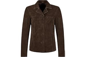 CARRIE CH HOXTON Woman’s Real Suede Leather Classic Blazer Style Box Buttons Jacket Jennifer 8728