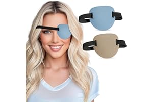 RIKEYO 2 Pcs 3D Eye Patches for Adults and Kids, Adjustable Medical Eyepatch for Right or Left Eye,One Eye Cover for Amblyopia Lazy Eye,Pirate Costume(Blue,Skin Color)