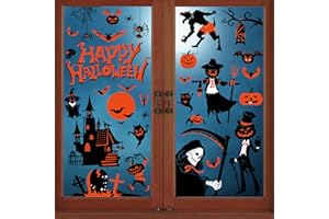 YIHELU Pegatinas de Ventana de Halloween, Pegatinas de Halloween, Juego de Pegatinas Reutilizables para Halloween, Decoraciones para Fiestas de Halloween, 9 Hojas