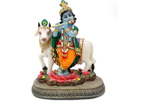 alikiki Hinduisk gud Lord Krishna staty - 5,7 tum H Indien Idol Krishna skulptur gåvor för indiska vänner familj man kvinna P