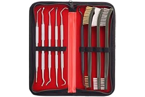 ANCLLO Universal Cleaning Kit Pick Set for All Guns Double-Ended Nylon Brass Steel Brush Metal Ploymer Picks Set with Case