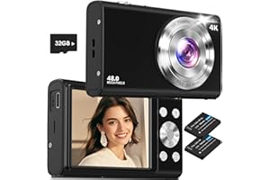 Digital Camera,Lecnippy 4K Autofocus Vlogging Camera with 32G Memory Card 16X Digital Zoom,48MP Cameras for Photography with 2.8 inch Screen for Beginners(Black)