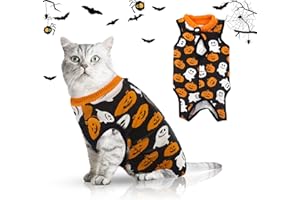 Hipet Cat Chirurgischer Erholungsanzug für Bauchwunden oder Hautkrankheiten,Ersatz E-Kragen & Kegel,Katzen Onesie Anti Licking Pet Surgical Recovery Vest Shirt (M, Schwarz)