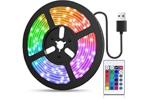 ‎FUPT FUPT Led Strip 5m, Bluetooth Music Sync, Timer-Einstellung RGB LED Streifen, Farbwechsel Led Lichterkette mit Fernbedienung Leiste Band für Schrankdeko, Party, Zuhause, Schlafzimmer, Dimmbar (5M)