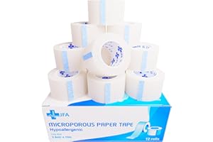 JFA MEDICAL Sparadrap chirurgical microporeux ruban médical de premiers secours 2,5 cm x 10 m - Lot de 12 rouleaux