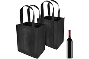Qaestuan 2 Piezas Bolsa Botella Vino, Bolsa de la Compra con 6 Compartimentos, Reutilizable Bolsas de Transporte de Vino, para Fiestas, Viajes y picnics (25 x 18 x 27 cm)