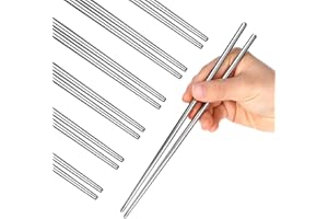 XINJODUZ 6 par pałeczek ze stali nierdzewnej pałeczki metalowe srebrne pałeczki metalowe pałeczki wielokrotnego użytku zmywarka srebrne pałeczki wielokrotnego użytku japońskie koreańskie chińskie pałeczki na