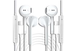 BXLIVE USB C Headphones, 2 Pcs USBC Headphones Wired Earphones Type C In Ear Earbuds With Mic & Volume Control for iPhone 15/16 Plus iPad Samsung Galaxy S25 S24 S23 S22 S21 FE iPad Pro Huawei Google Pixel