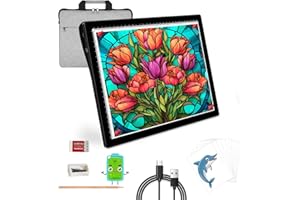 KEIWRLIGHT KEIRLIGHT A4 Diamond Art Light Board - Wiederaufladbare, tragbare dünne Leuchtbox zum Nachzeichnen von 5 Helligkeitsstufen, A4-Lichtpad für Diamantmalerei, Skizzieren, Tattoo-Zubehör, Kunst, Kinder