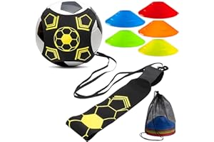Vulevirtue Kick Entraîneur Solo avec 10 Cônes, Ceinture D'entraînement, Football Kick Traine pour Enfant et Adulte, Convient aux Balles Taille 3, 4, 5