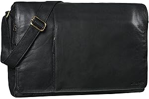 STILORD 'Maximus' XXL Ledertasche riesige Herren Umhängetasche Unitasche 17 18 19 21 Zoll Laptop Aktentasche Bürotasche Büffel Leder, Farbe:schwarz