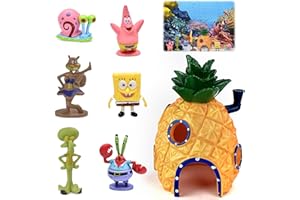 BGTLJKD 7 PCS Aquarium Deko, Ananas Form Aquarium Deko Ornament Aquarium Spongebob Deko Aquarium Dekoration Landschaft Ananas Haus Aquariumdekor, Für Unterwasser Dekoration, Aquarium, Fischteich